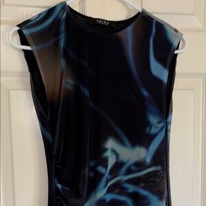 AKIRA Black and Blue Graphic Fitted dress size XL